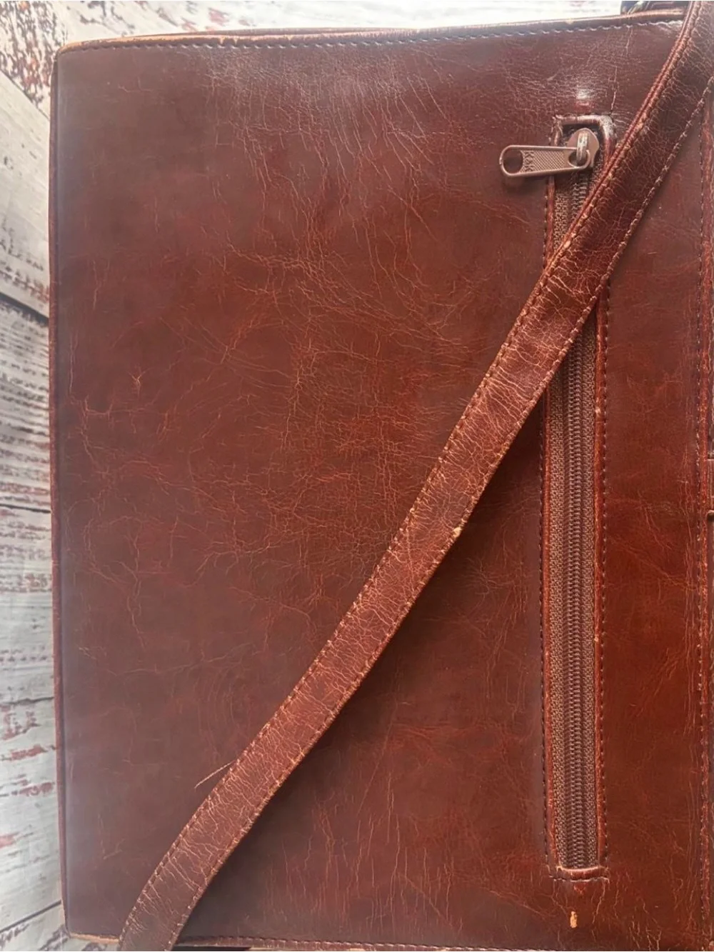 MODA Italian Vintage Brown Leather Crossbody Satchel